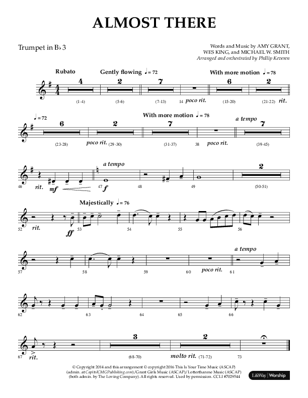 Almost There (Choral Anthem SATB) Trumpet 3 (Arr. Phillip Keveren / Lifeway Choral)