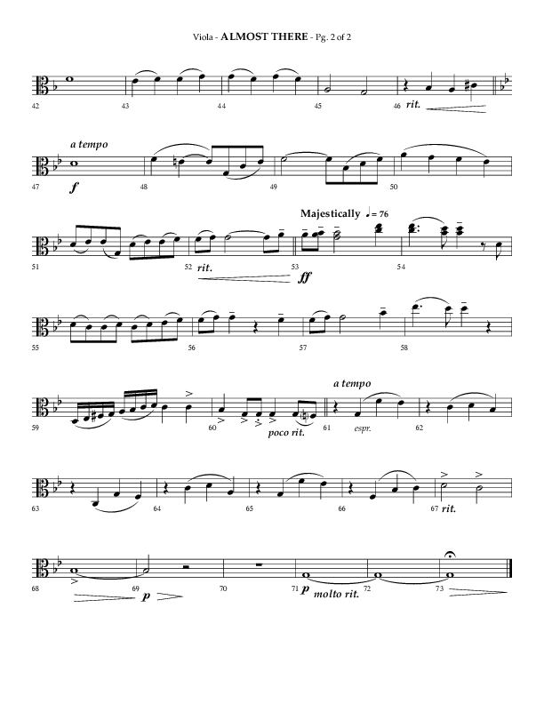 Almost There (Choral Anthem SATB) Viola (Arr. Phillip Keveren / Lifeway Choral)