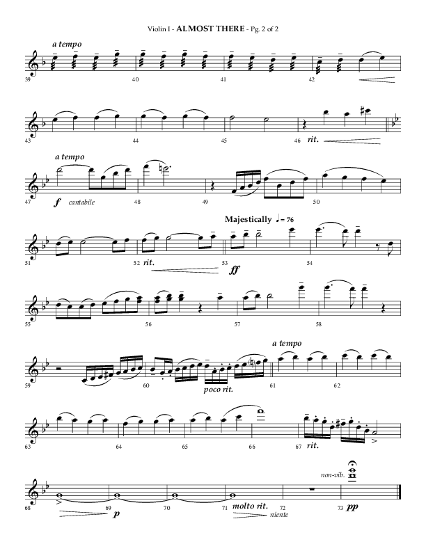 Almost There (Choral Anthem SATB) Violin 1 (Arr. Phillip Keveren / Lifeway Choral)