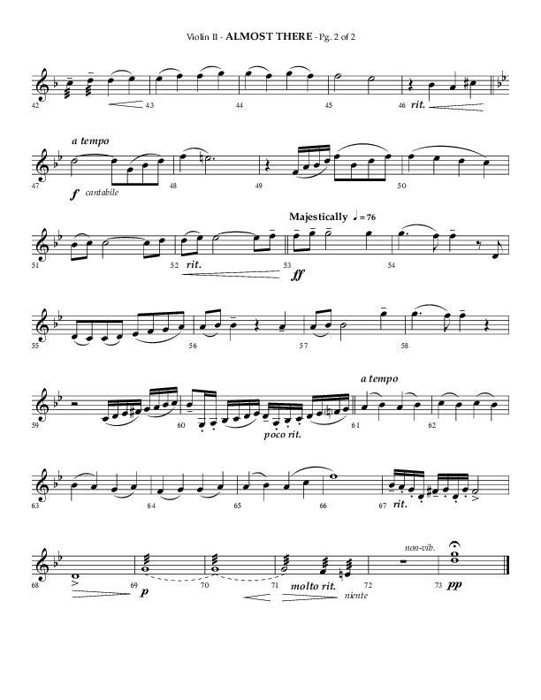 Almost There (Choral Anthem SATB) Violin 2 (Arr. Phillip Keveren / Lifeway Choral)