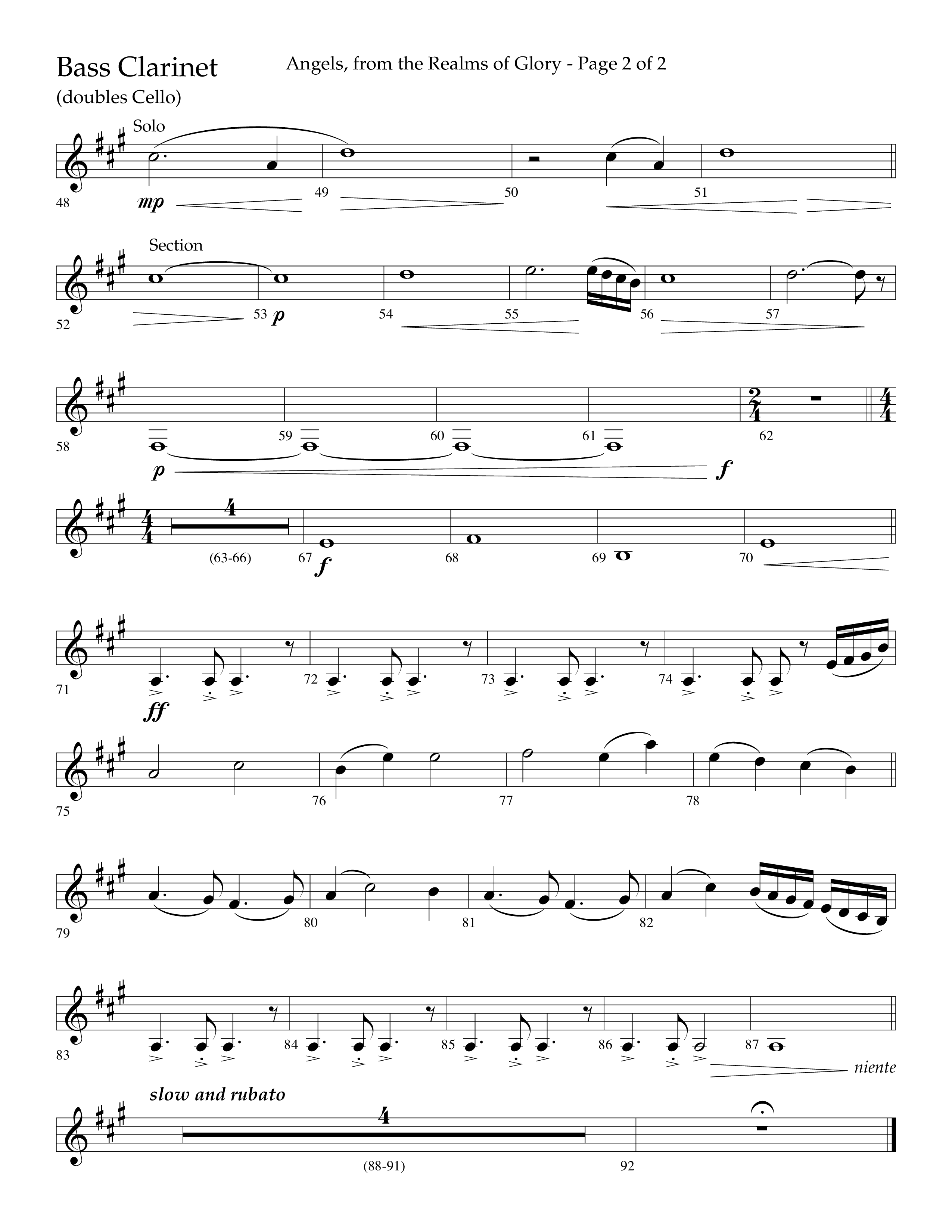 Angels From The Realms Of Glory (Choral Anthem SATB) Bass Clarinet (Lifeway Choral)