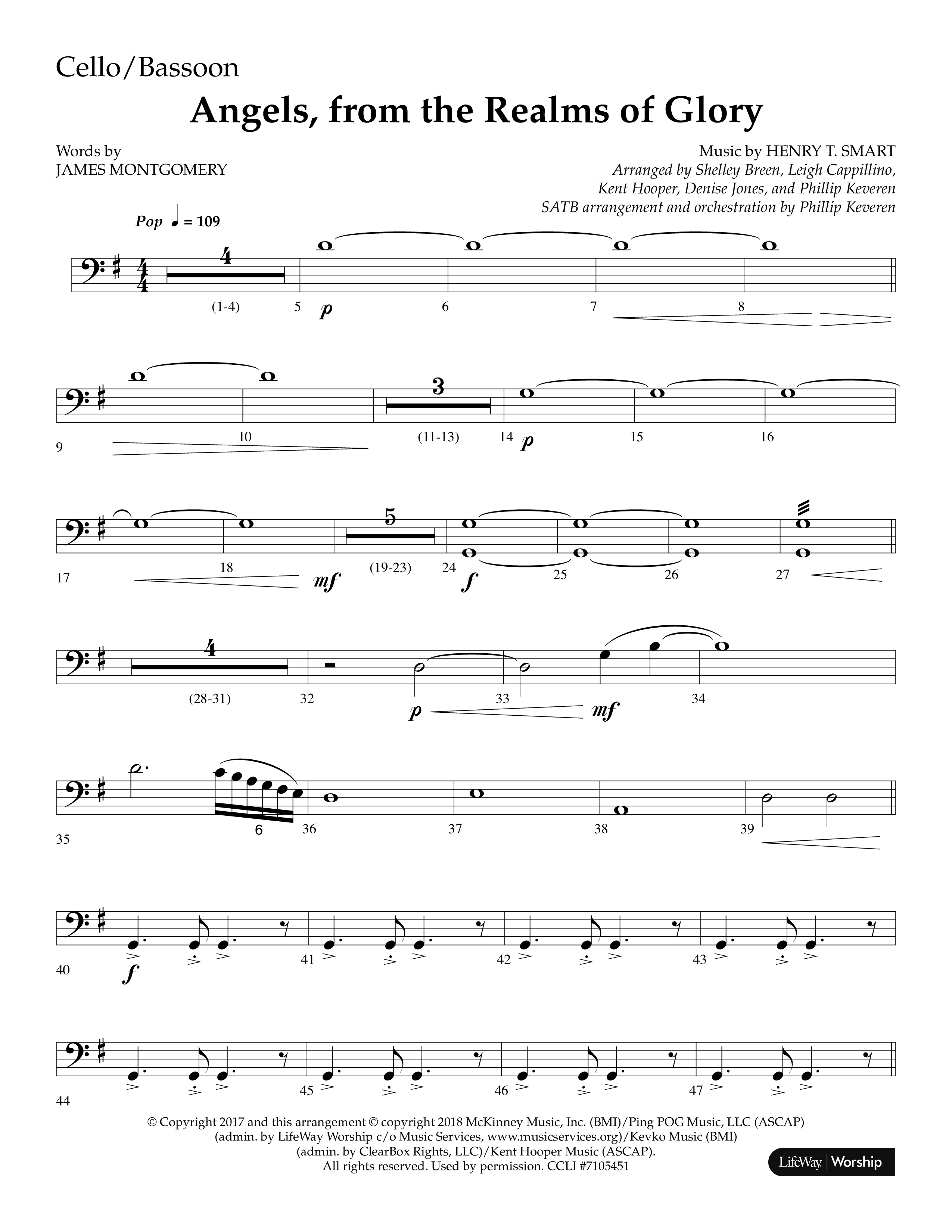 Angels From The Realms Of Glory (Choral Anthem SATB) Cello (Lifeway Choral)