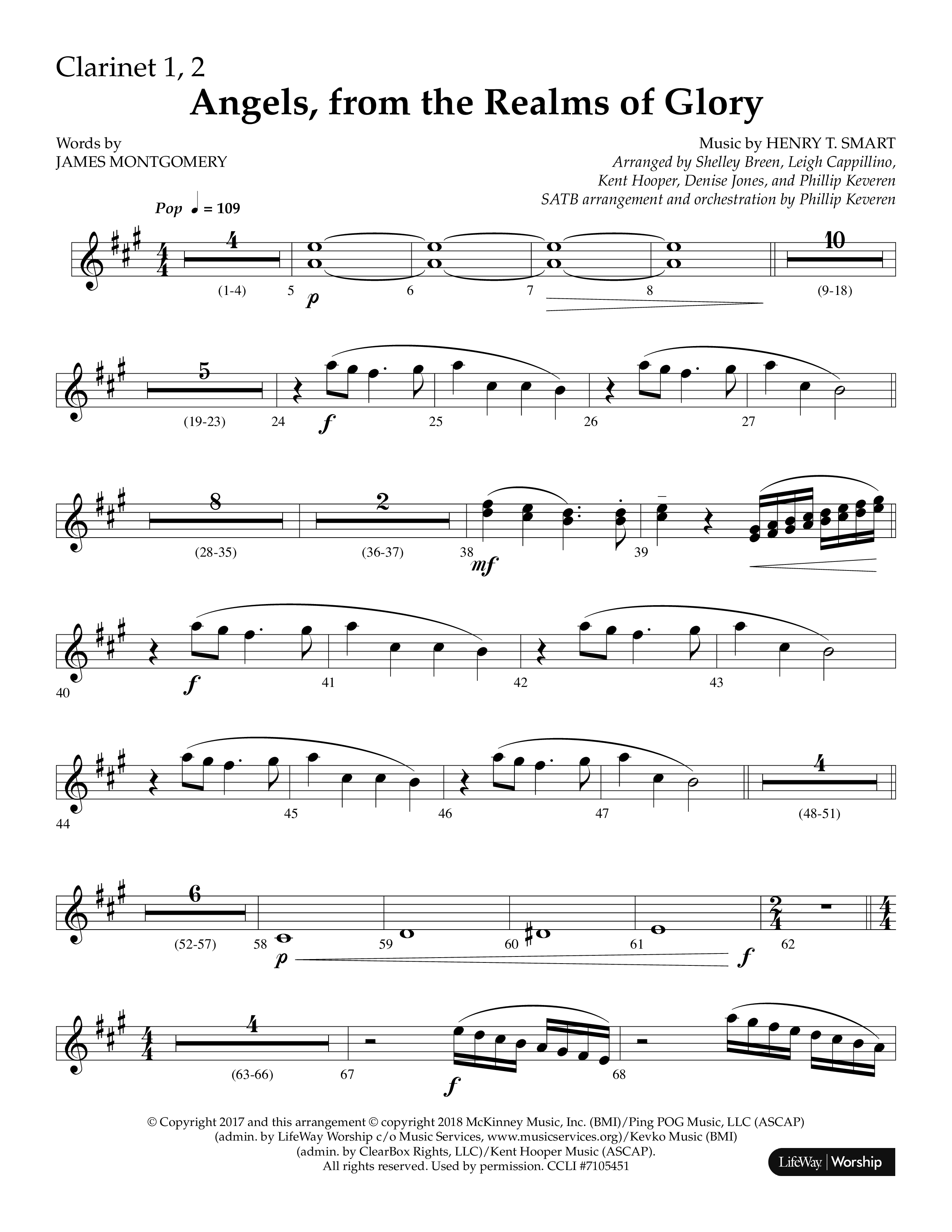 Angels From The Realms Of Glory (Choral Anthem SATB) Clarinet 1/2 (Lifeway Choral)