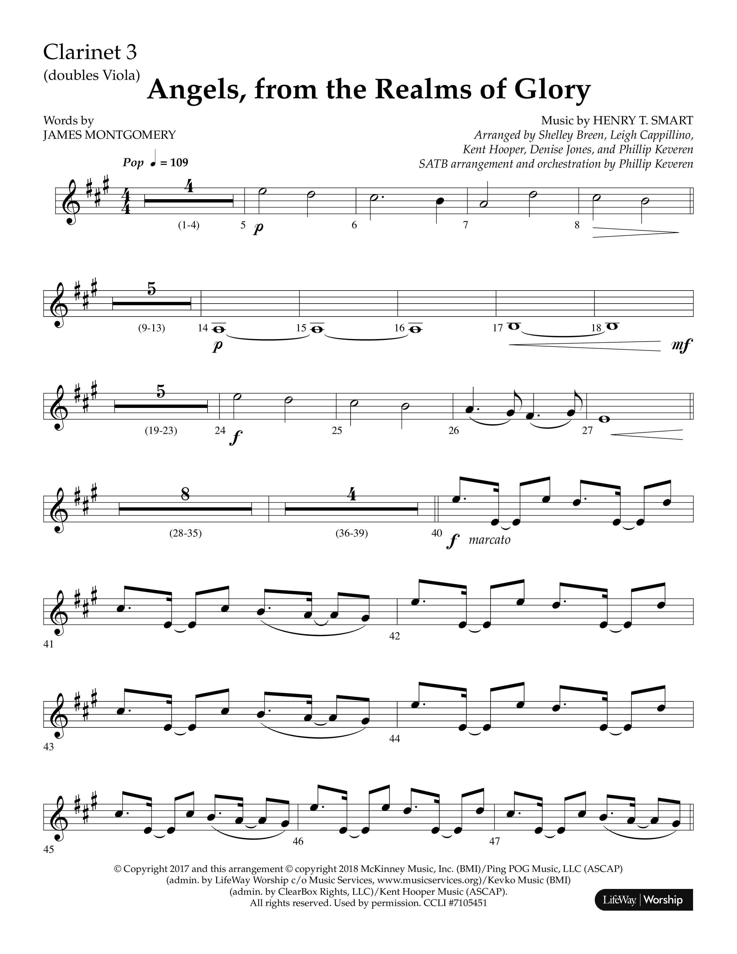 Angels From The Realms Of Glory (Choral Anthem SATB) Clarinet 3 (Lifeway Choral)