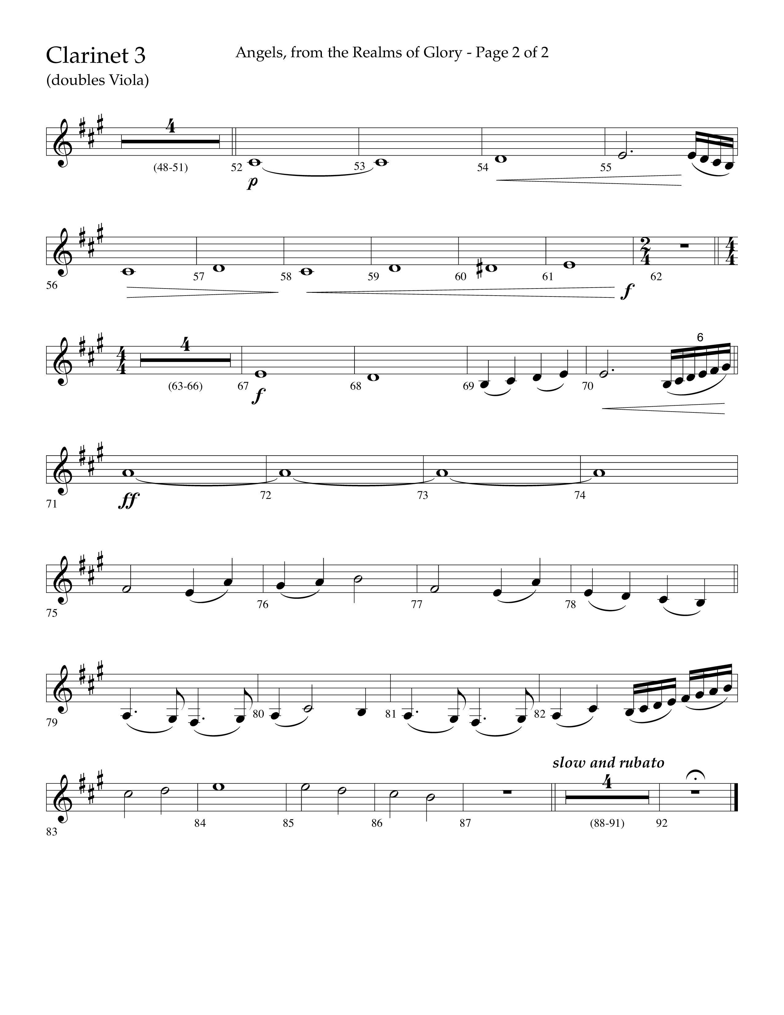 Angels From The Realms Of Glory (Choral Anthem SATB) Clarinet 3 (Lifeway Choral)