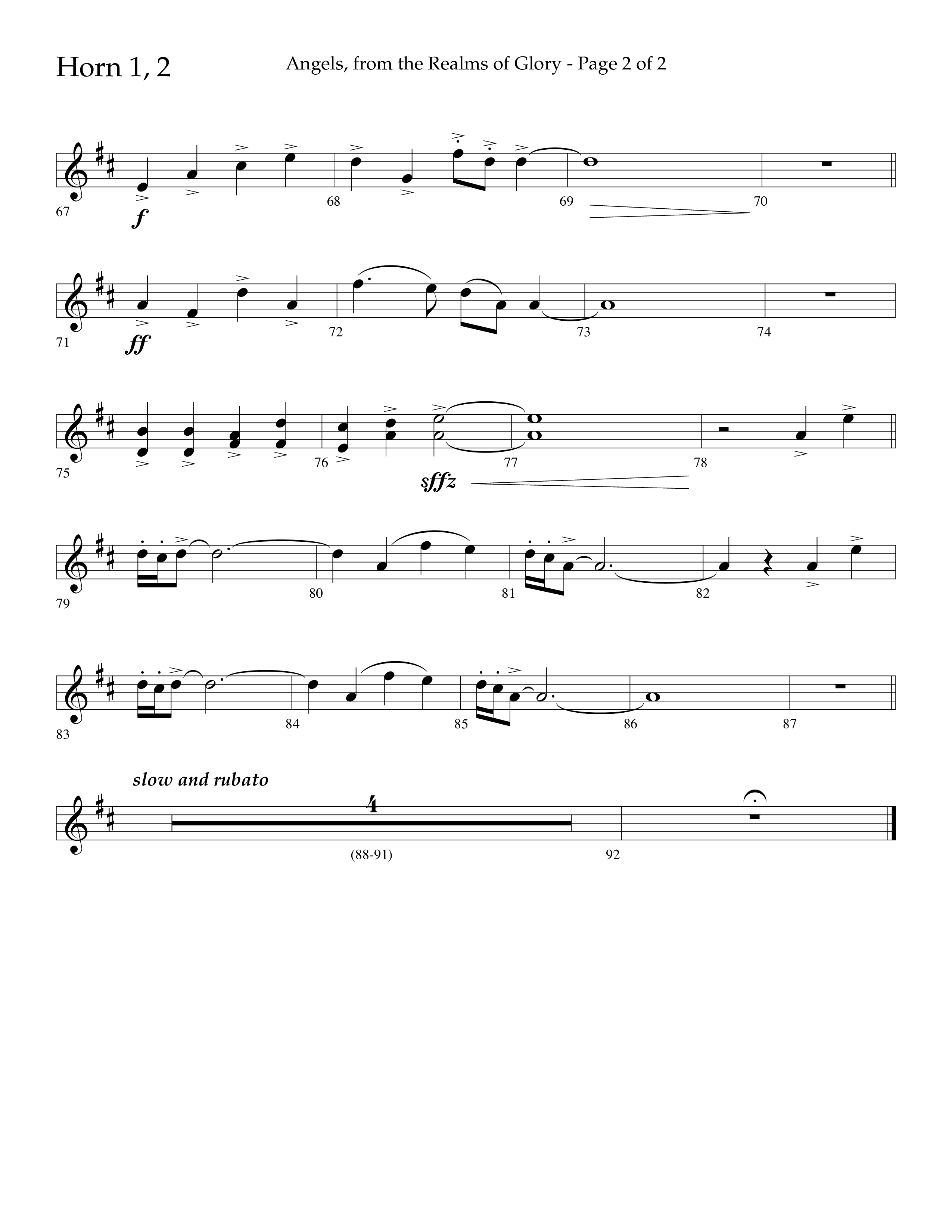 Angels From The Realms Of Glory (Choral Anthem SATB) French Horn 1/2 (Lifeway Choral)