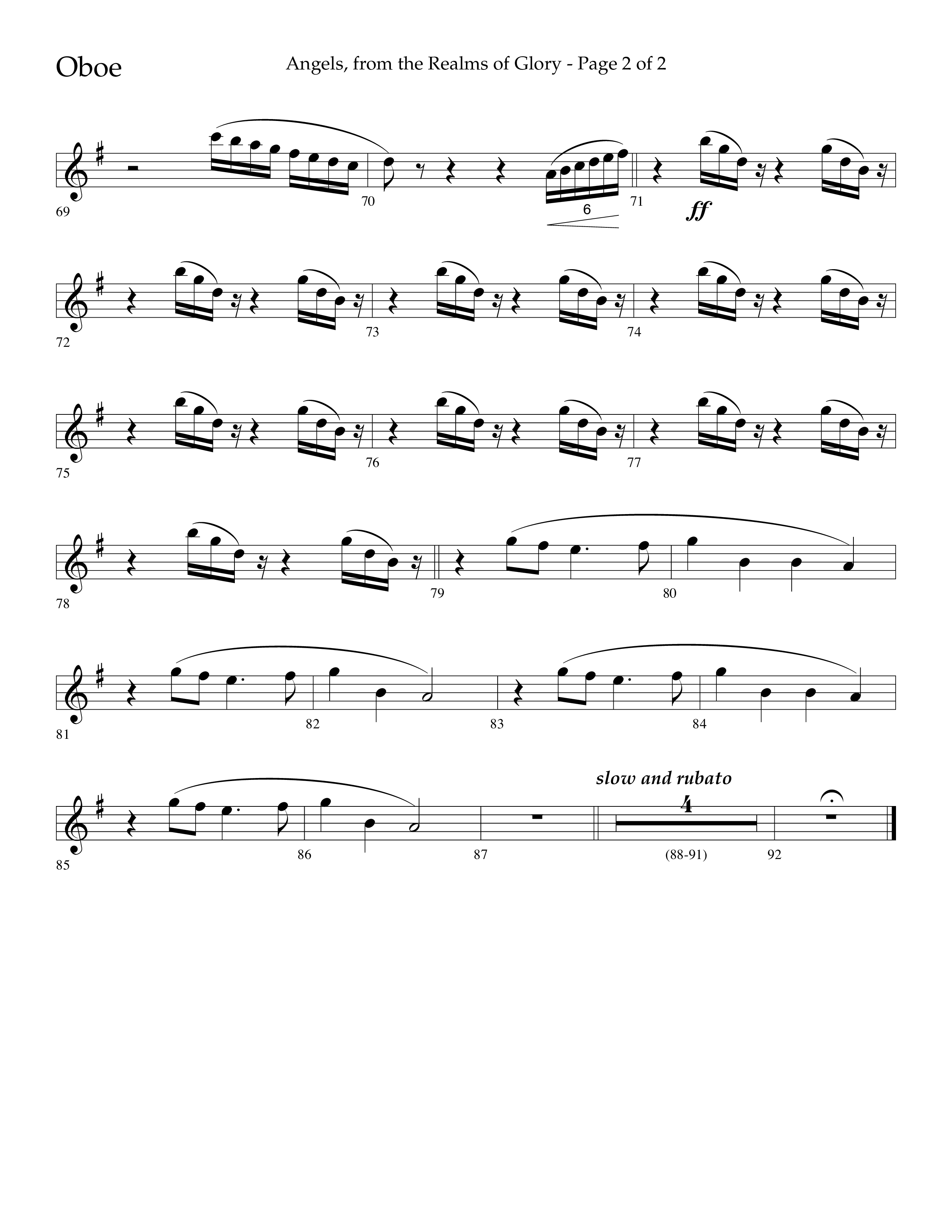 Angels From The Realms Of Glory (Choral Anthem SATB) Oboe (Lifeway Choral)