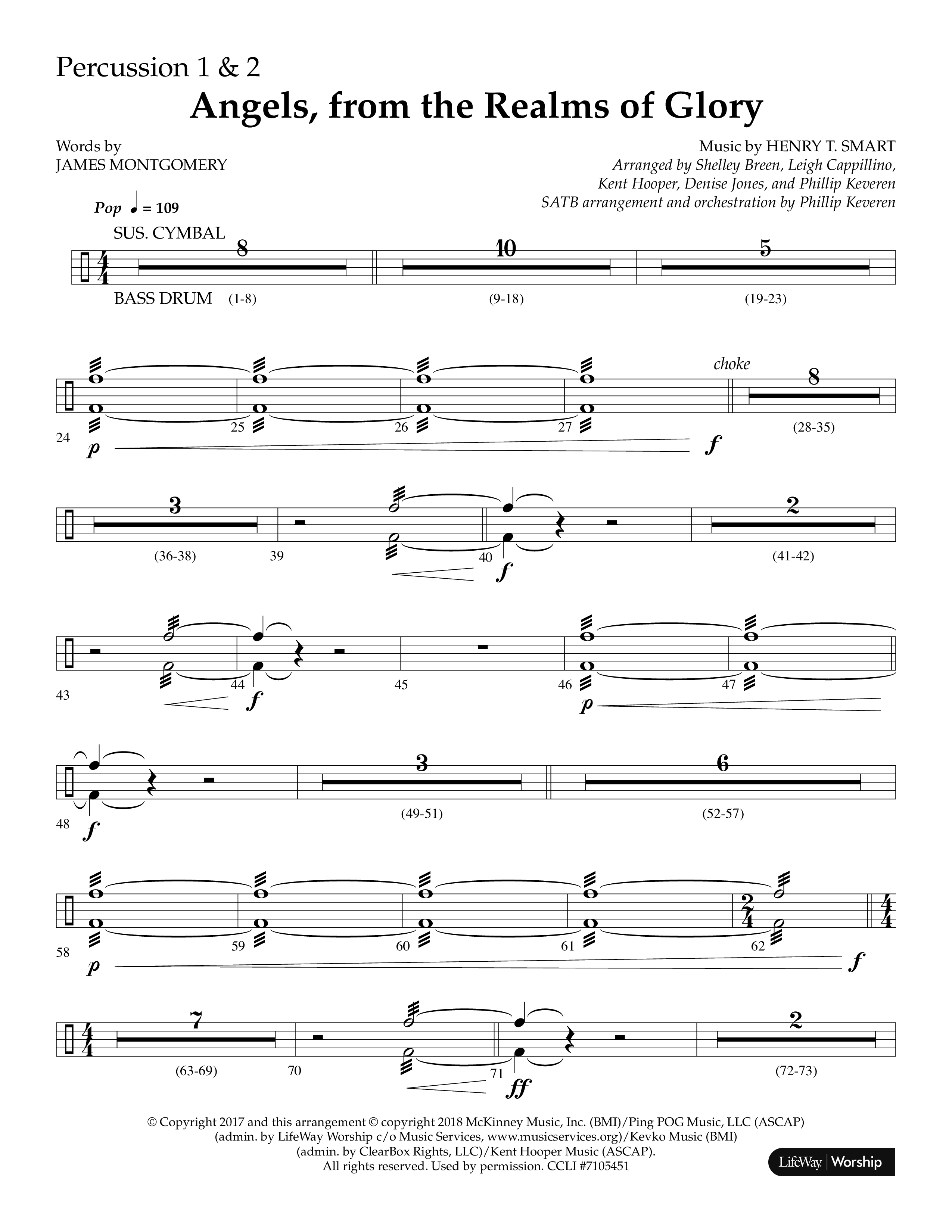 Angels From The Realms Of Glory (Choral Anthem SATB) Percussion 1/2 (Lifeway Choral)