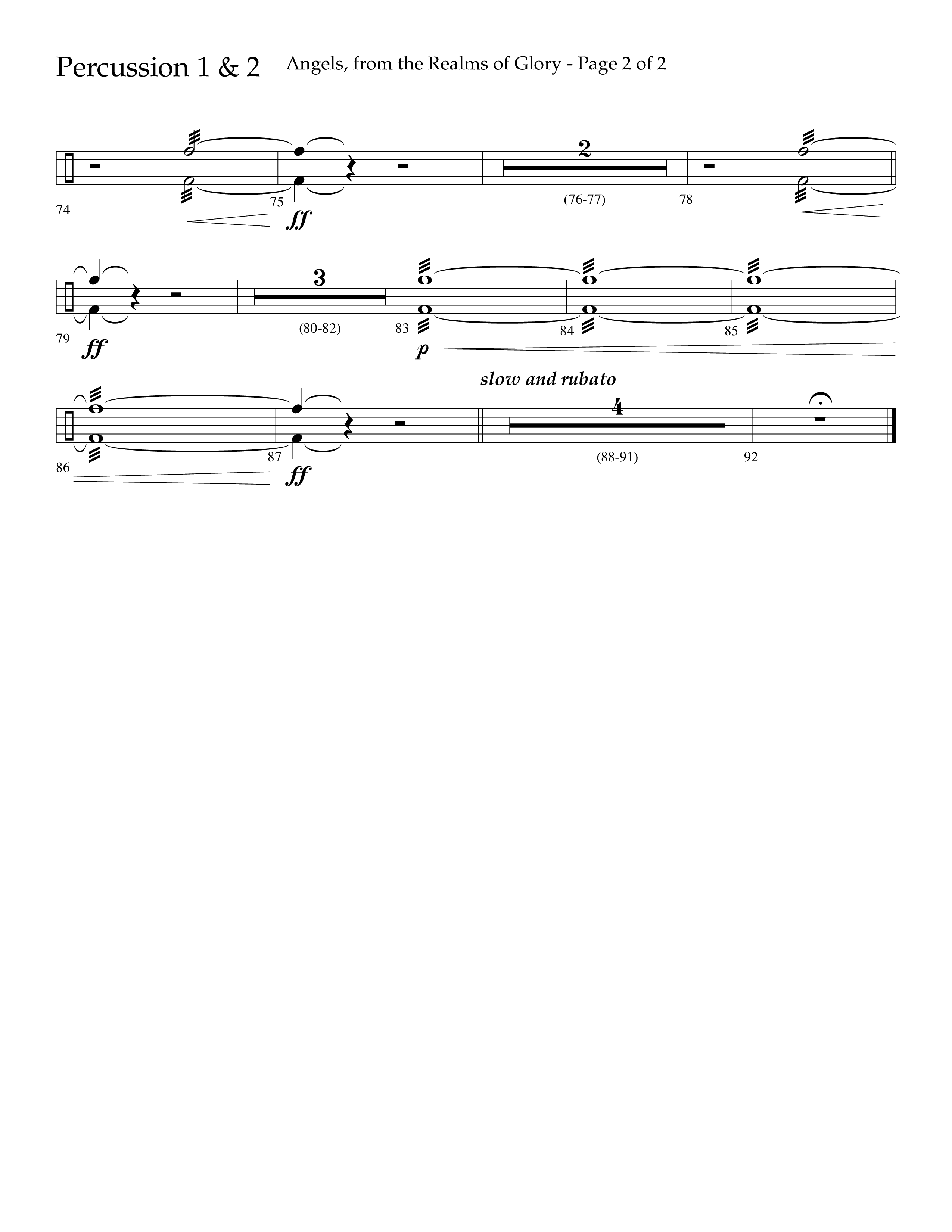 Angels From The Realms Of Glory (Choral Anthem SATB) Percussion 1/2 (Lifeway Choral)