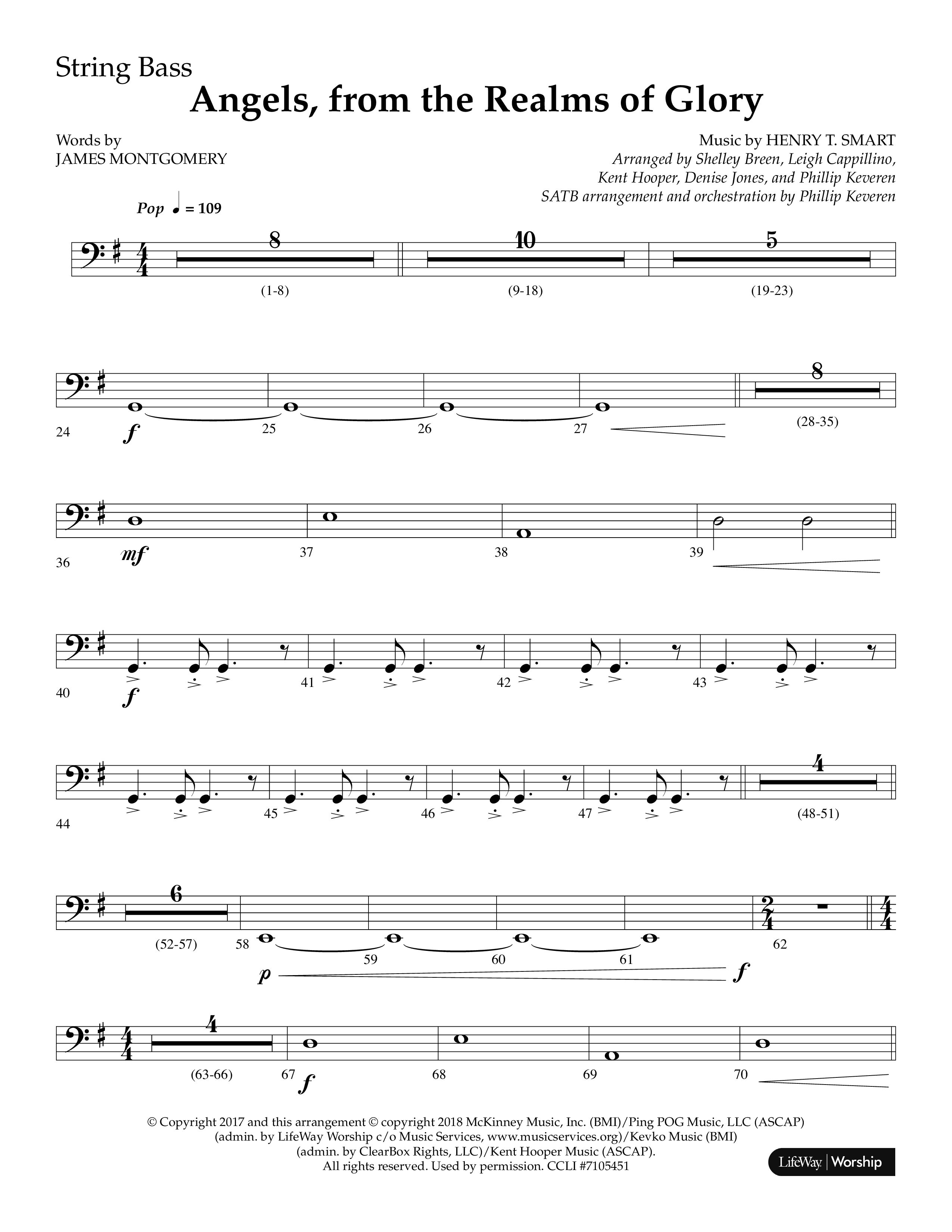 Angels From The Realms Of Glory (Choral Anthem SATB) String Bass (Lifeway Choral)