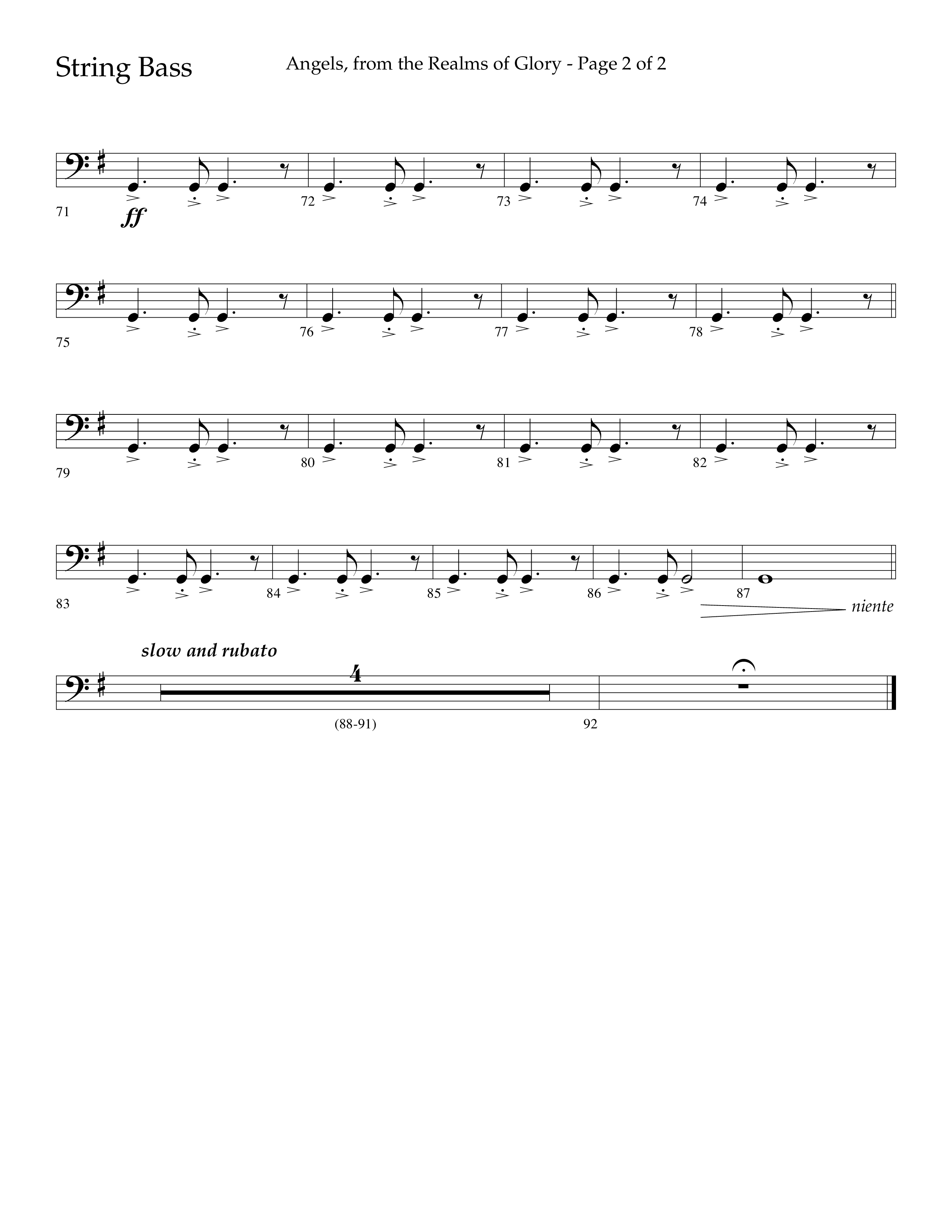 Angels From The Realms Of Glory (Choral Anthem SATB) String Bass (Lifeway Choral)