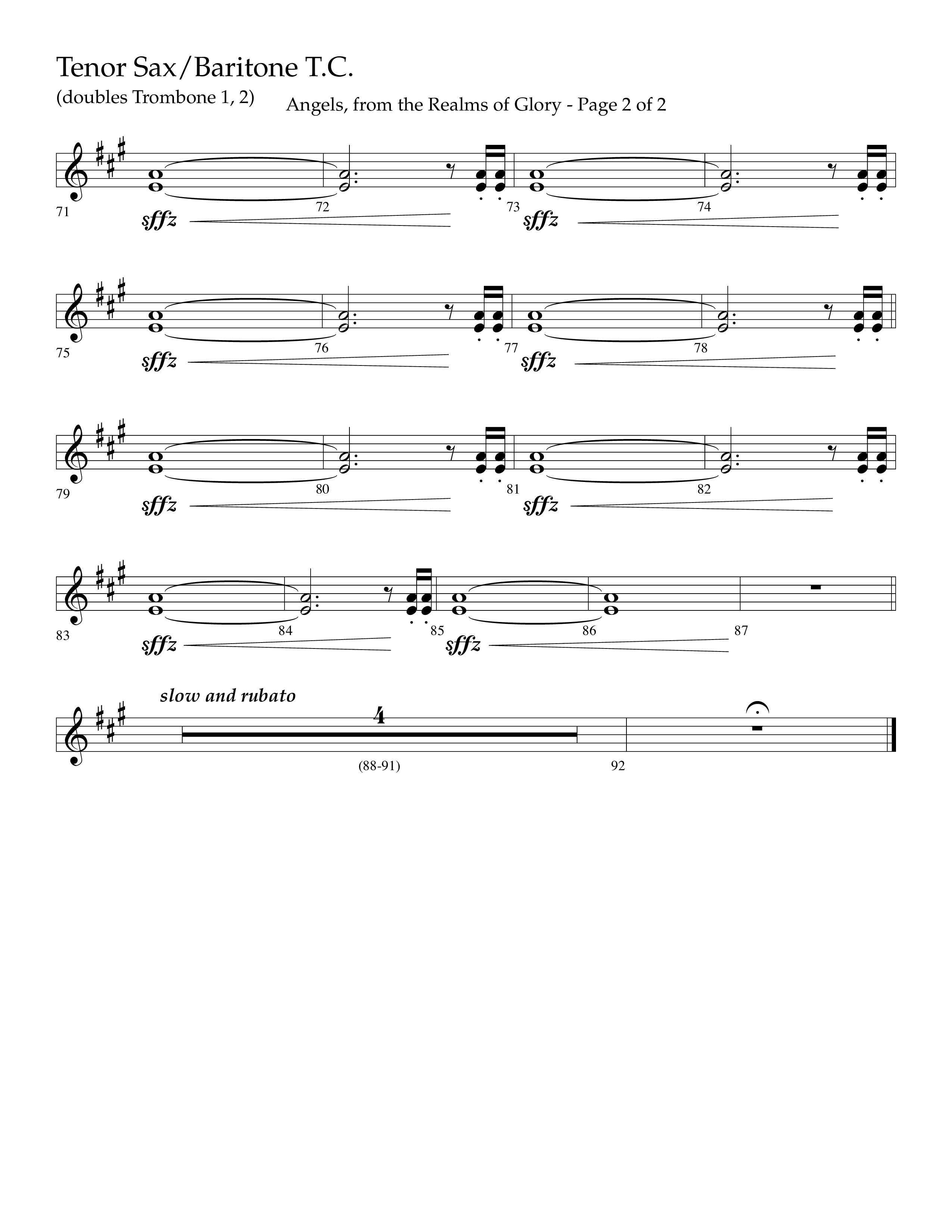 Angels From The Realms Of Glory (Choral Anthem SATB) Tenor Sax/Baritone T.C. (Lifeway Choral)