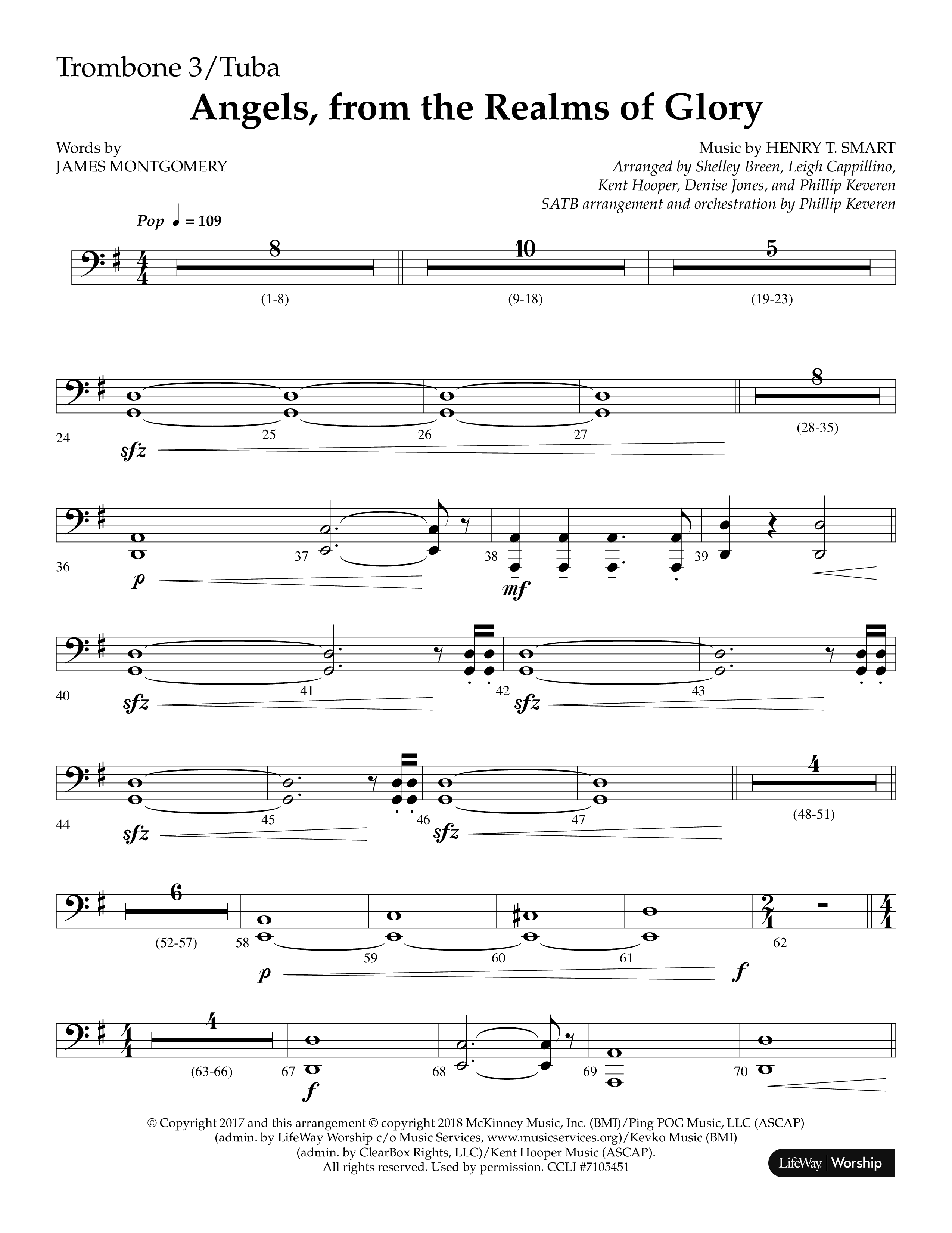 Angels From The Realms Of Glory (Choral Anthem SATB) Trombone 3/Tuba (Lifeway Choral)