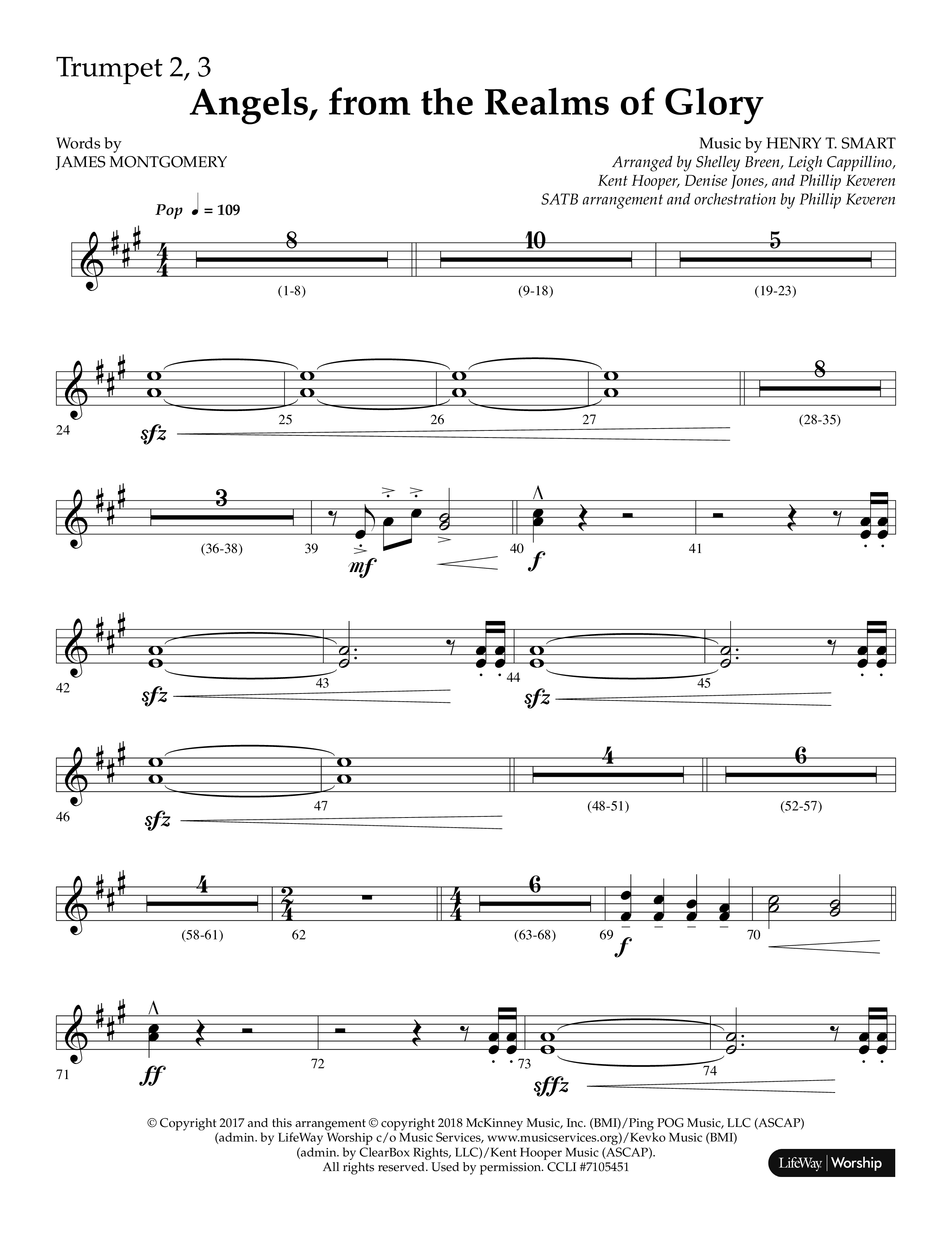 Angels From The Realms Of Glory (Choral Anthem SATB) Trumpet 2/3 (Lifeway Choral)