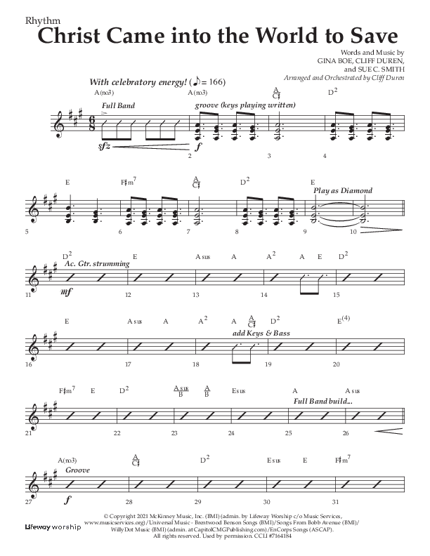 Christ Came Into The World To Save (Choral Anthem SATB) Lead Melody & Rhythm (Arr. Cliff Duren / Lifeway Choral)
