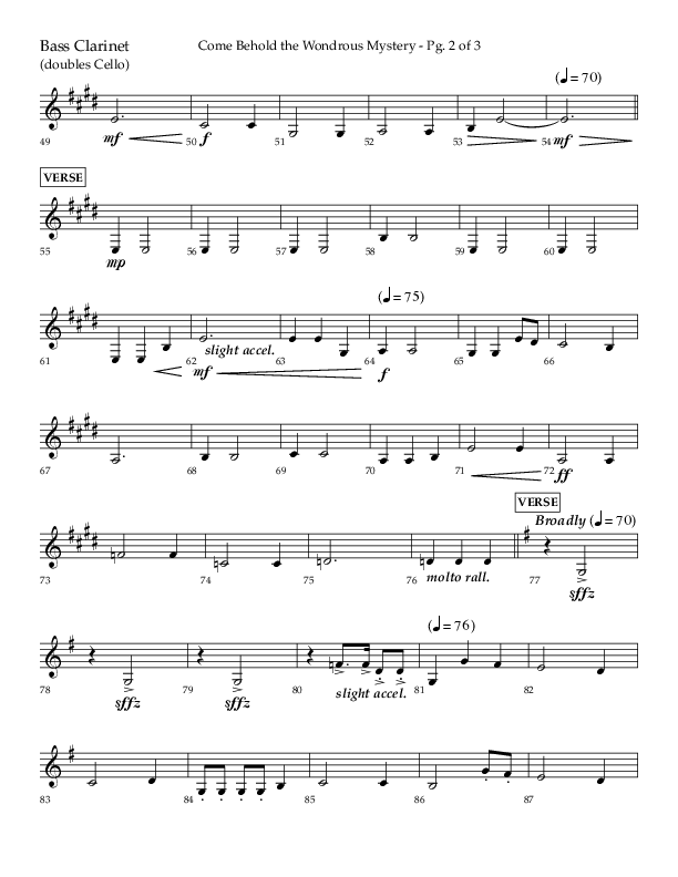 Come Behold The Wondrous Mystery (Choral Anthem SATB) Bass Clarinet (Arr. Daniel Semsen / Lifeway Choral)