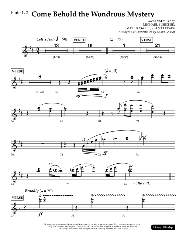 Come Behold The Wondrous Mystery (Choral Anthem SATB) Flute 1/2 (Arr. Daniel Semsen / Lifeway Choral)