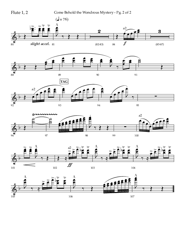 Come Behold The Wondrous Mystery (Choral Anthem SATB) Flute 1/2 (Arr. Daniel Semsen / Lifeway Choral)