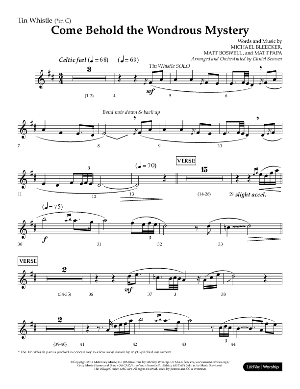 Come Behold The Wondrous Mystery (Choral Anthem SATB) Pennywhistle (Arr. Daniel Semsen / Lifeway Choral)