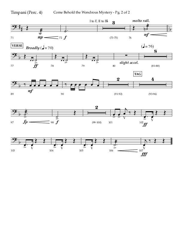 Come Behold The Wondrous Mystery (Choral Anthem SATB) Timpani (Arr. Daniel Semsen / Lifeway Choral)
