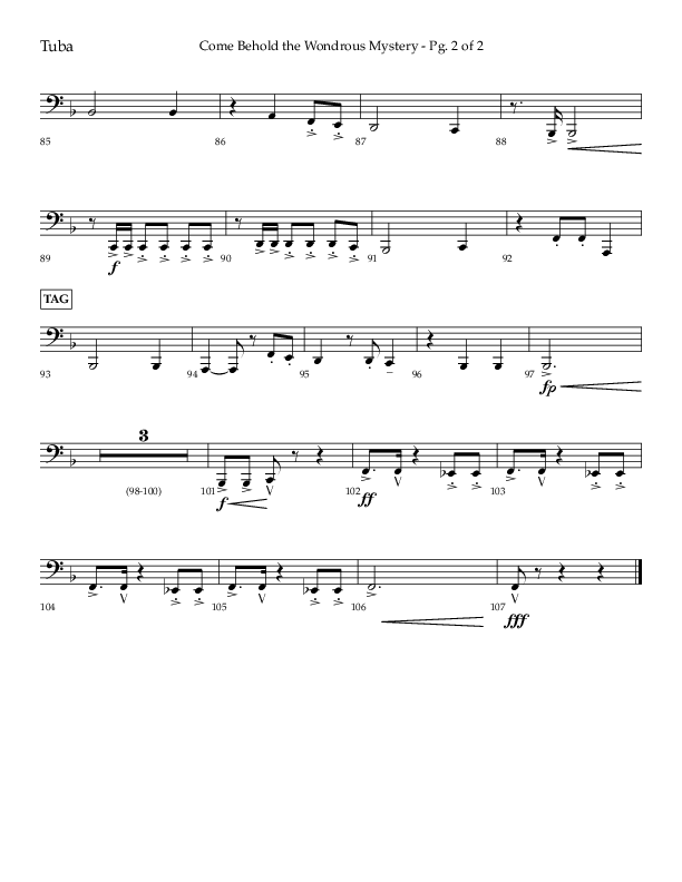 Come Behold The Wondrous Mystery (Choral Anthem SATB) Tuba (Arr. Daniel Semsen / Lifeway Choral)