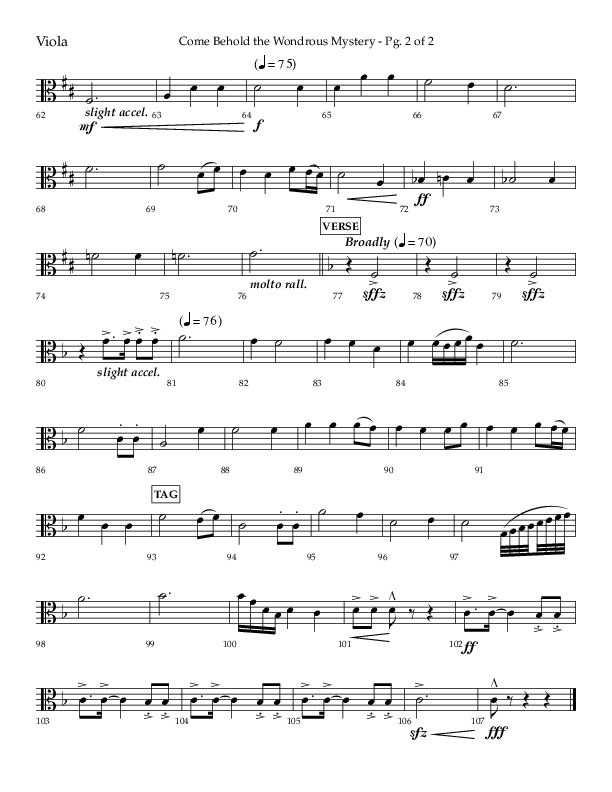 Come Behold The Wondrous Mystery (Choral Anthem SATB) Viola (Arr. Daniel Semsen / Lifeway Choral)