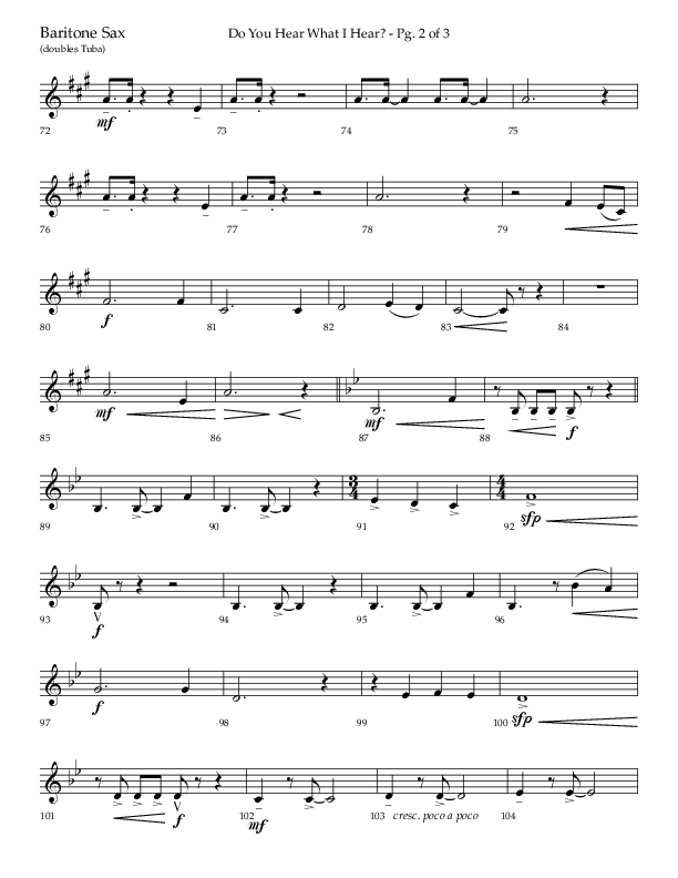 Do You Hear What I Hear (Choral Anthem SATB) Bari Sax (Lifeway Choral / Arr. David Wise)