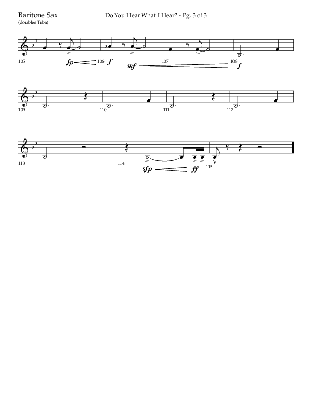 Do You Hear What I Hear (Choral Anthem SATB) Bari Sax (Lifeway Choral / Arr. David Wise)