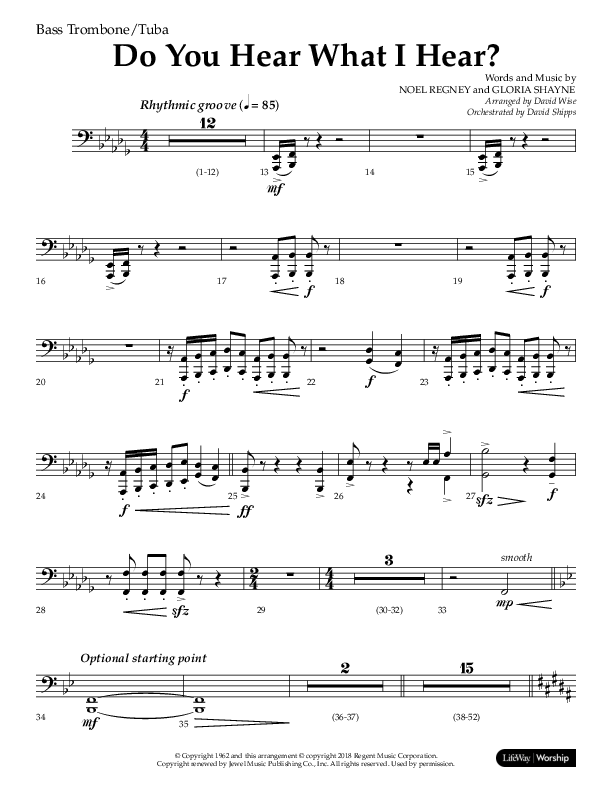 Do You Hear What I Hear (Choral Anthem SATB) Orchestration (Lifeway Choral / Arr. David Wise)
