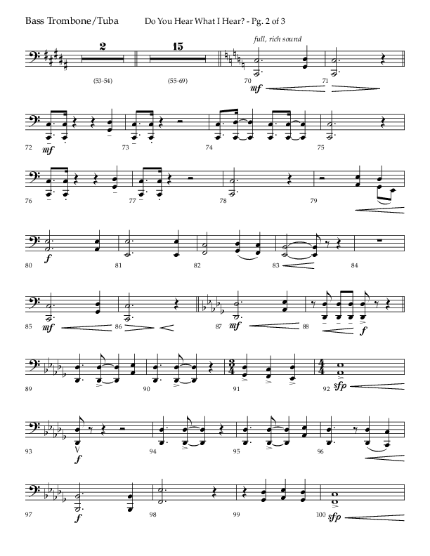 Do You Hear What I Hear (Choral Anthem SATB) Bass Trombone, Tuba (Lifeway Choral / Arr. David Wise)