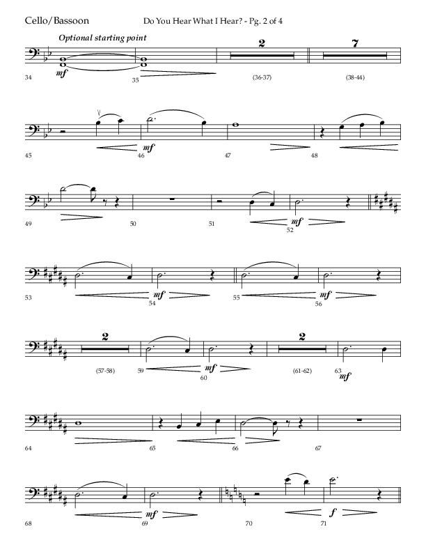 Do You Hear What I Hear (Choral Anthem SATB) Cello (Lifeway Choral / Arr. David Wise)