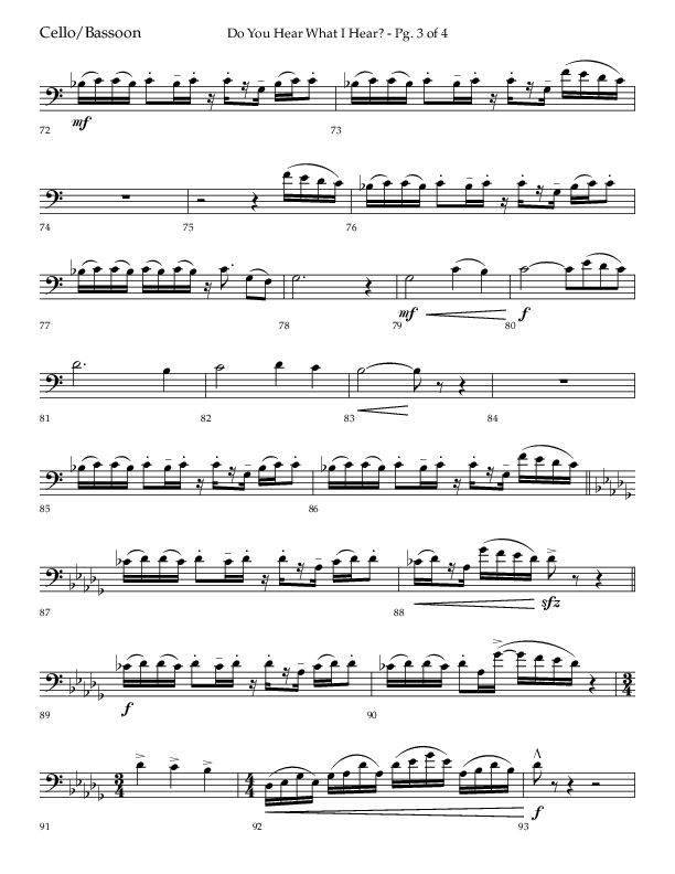Do You Hear What I Hear (Choral Anthem SATB) Cello (Lifeway Choral / Arr. David Wise)