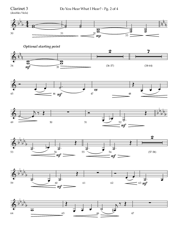 Do You Hear What I Hear (Choral Anthem SATB) Clarinet 3 (Lifeway Choral / Arr. David Wise)