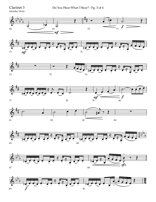 Do You Hear What I Hear (Choral Anthem SATB) Clarinet 3 (Lifeway Choral / Arr. David Wise)
