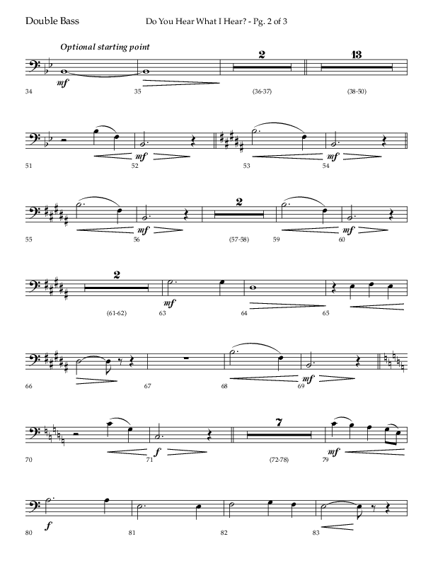 Do You Hear What I Hear (Choral Anthem SATB) Double Bass (Lifeway Choral / Arr. David Wise)