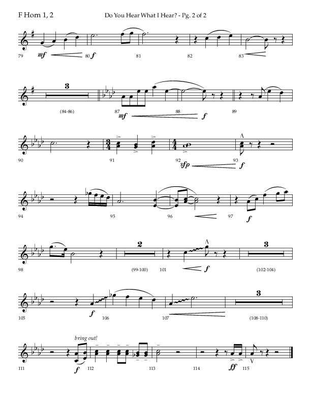Do You Hear What I Hear (Choral Anthem SATB) French Horn 1/2 (Lifeway Choral / Arr. David Wise)