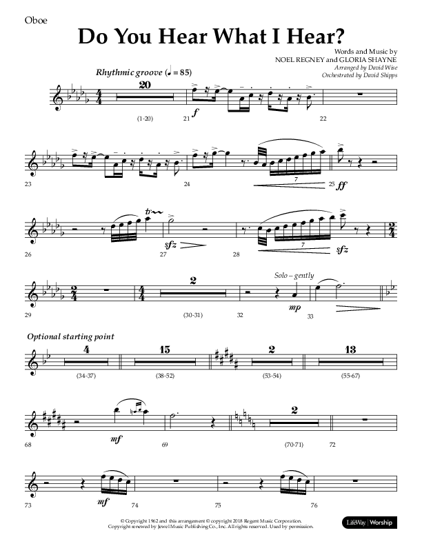 Do You Hear What I Hear (Choral Anthem SATB) Oboe (Lifeway Choral / Arr. David Wise)
