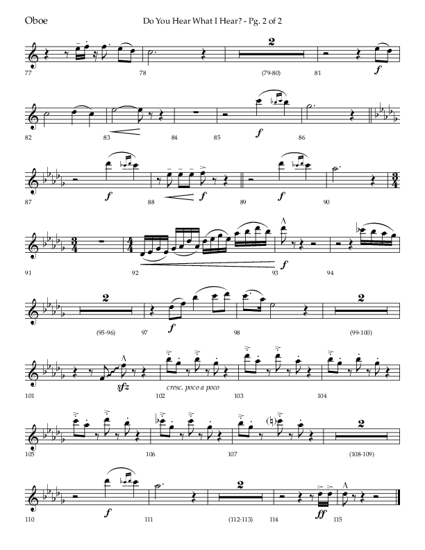Do You Hear What I Hear (Choral Anthem SATB) Oboe (Lifeway Choral / Arr. David Wise)
