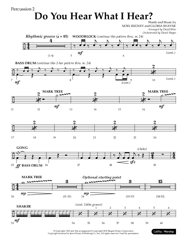 Do You Hear What I Hear (Choral Anthem SATB) Percussion 1/2 (Lifeway Choral / Arr. David Wise)
