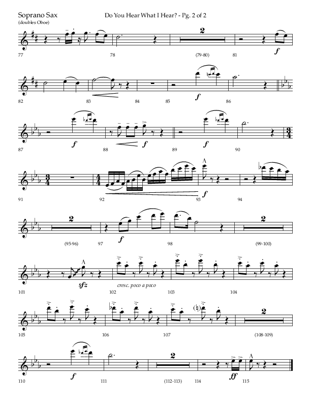 Do You Hear What I Hear (Choral Anthem SATB) Soprano Sax (Lifeway Choral / Arr. David Wise)