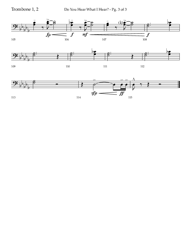 Do You Hear What I Hear (Choral Anthem SATB) Trombone 1/2 (Lifeway Choral / Arr. David Wise)