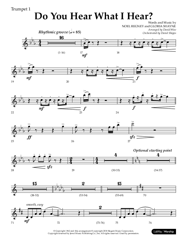 Do You Hear What I Hear (Choral Anthem SATB) Trumpet 1 (Lifeway Choral / Arr. David Wise)