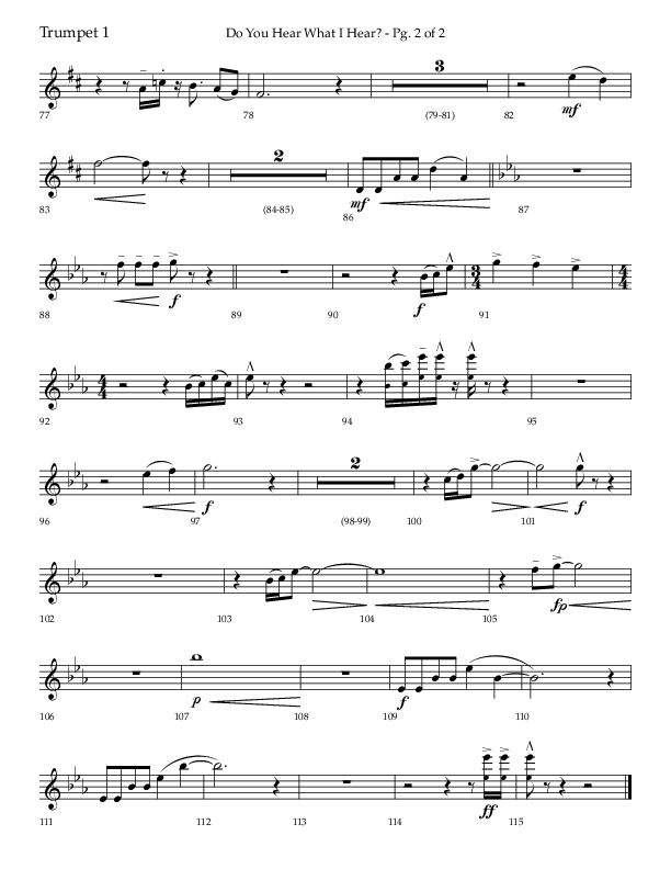 Do You Hear What I Hear (Choral Anthem SATB) Trumpet 1 (Lifeway Choral / Arr. David Wise)