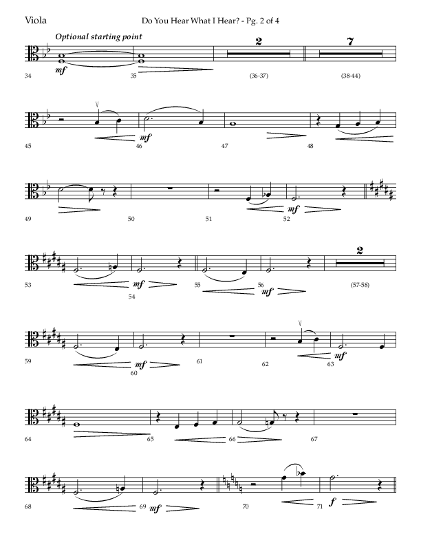 Do You Hear What I Hear (Choral Anthem SATB) Viola (Lifeway Choral / Arr. David Wise)