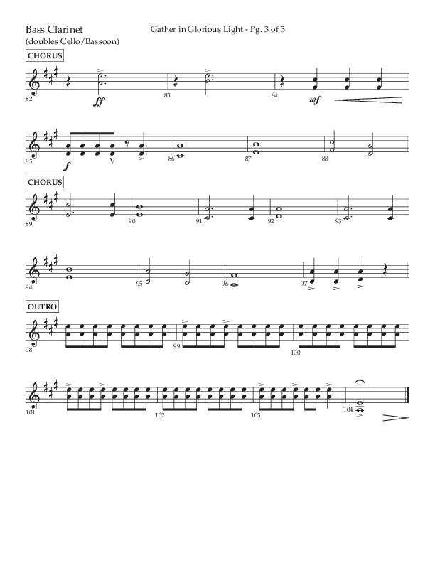 Gather In Glorious Light (Choral Anthem SATB) Bass Clarinet (Arr. Craig Adams / Lifeway Choral)