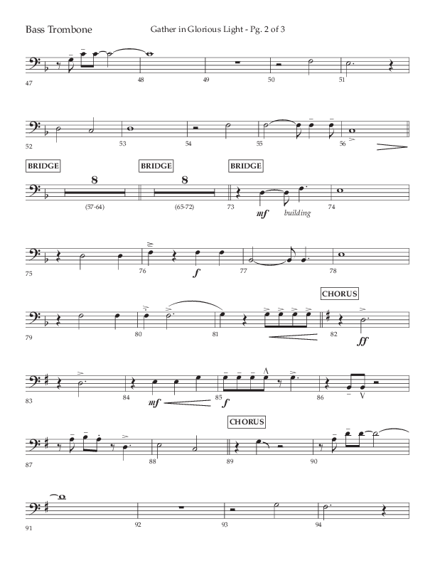 Gather In Glorious Light (Choral Anthem SATB) Bass Trombone (Arr. Craig Adams / Lifeway Choral)