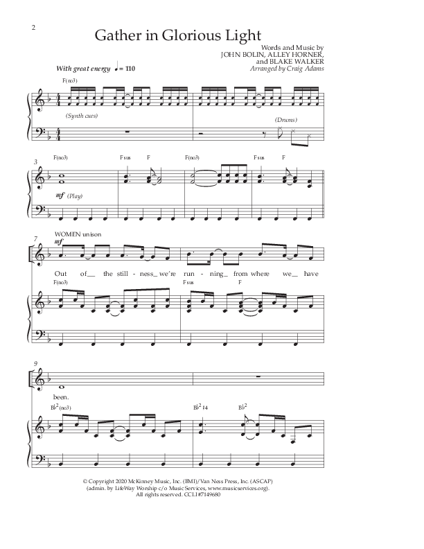 Gather In Glorious Light (Choral Anthem SATB) Anthem (SATB/Piano) (Arr. Craig Adams / Lifeway Choral)