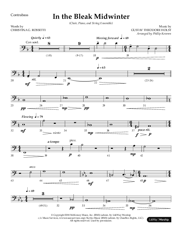 In The Bleak Midwinter (Choral Anthem SATB) Contrabass (Arr. Phillip Keveren / Lifeway Choral)