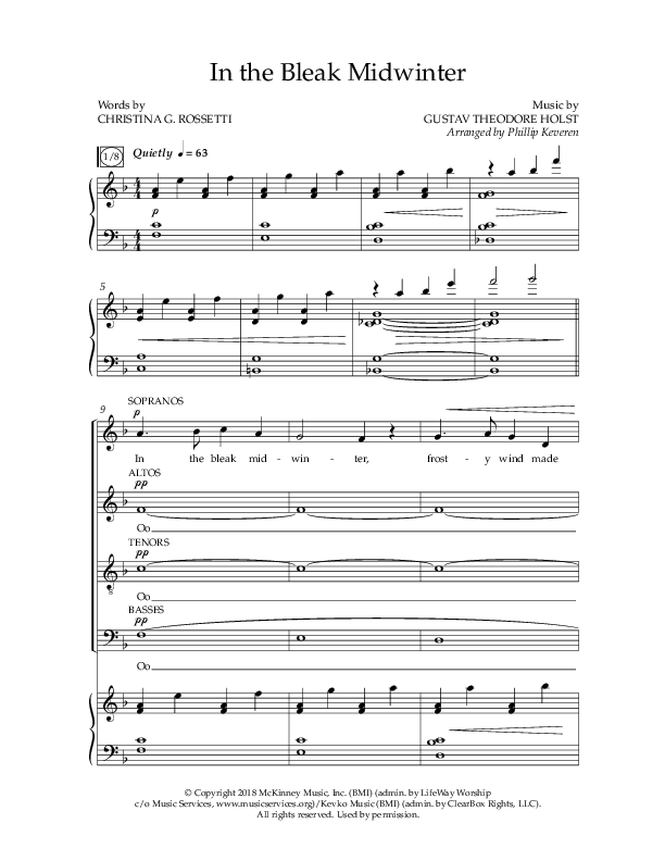 In The Bleak Midwinter (Choral Anthem SATB) Anthem (SATB/Piano) (Arr. Phillip Keveren / Lifeway Choral)