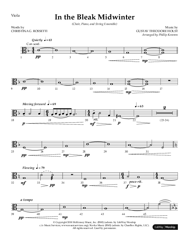 In The Bleak Midwinter (Choral Anthem SATB) Viola (Arr. Phillip Keveren / Lifeway Choral)